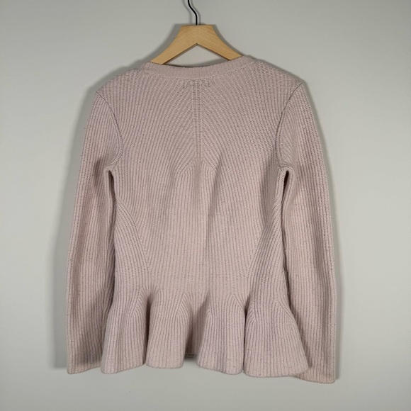 Ted Baker London Wool Blend Knit Peplum Pullover Sweater Shirt Blush Pink Size 2 - Picture 3 of 5